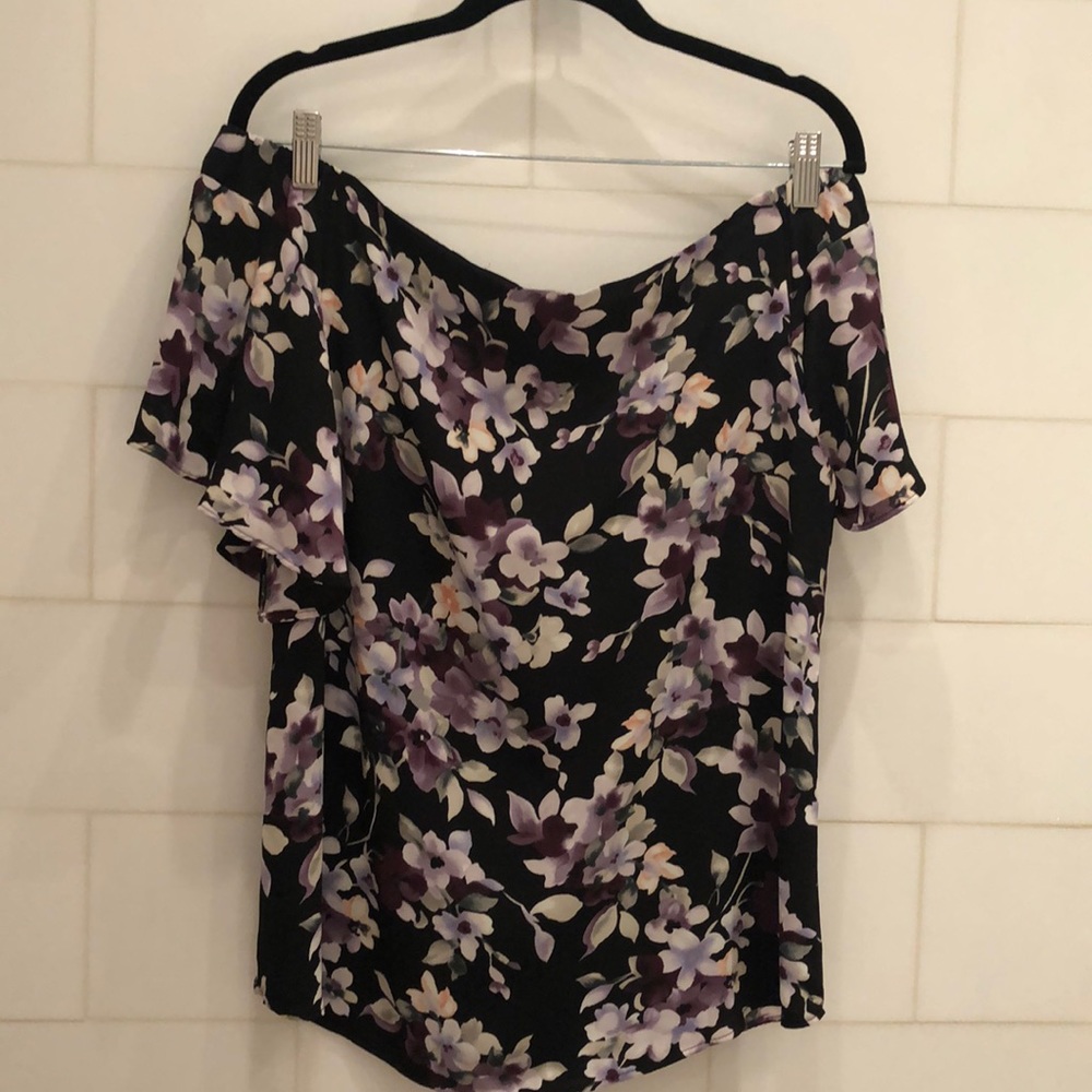 Off the shoulder black floral top